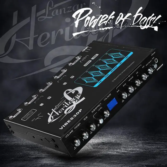 Alt view image 5 of 5 - Lanzar Parametric Equalizer with Subwoofer - 9 Volt RMS Pre-Amp Output with Voltage Meter, Subwoofer Gain Control & Bass Driver, 3 Input Sources Selectable, Pre-amp Line Aux Inputs Via RCA Jacks