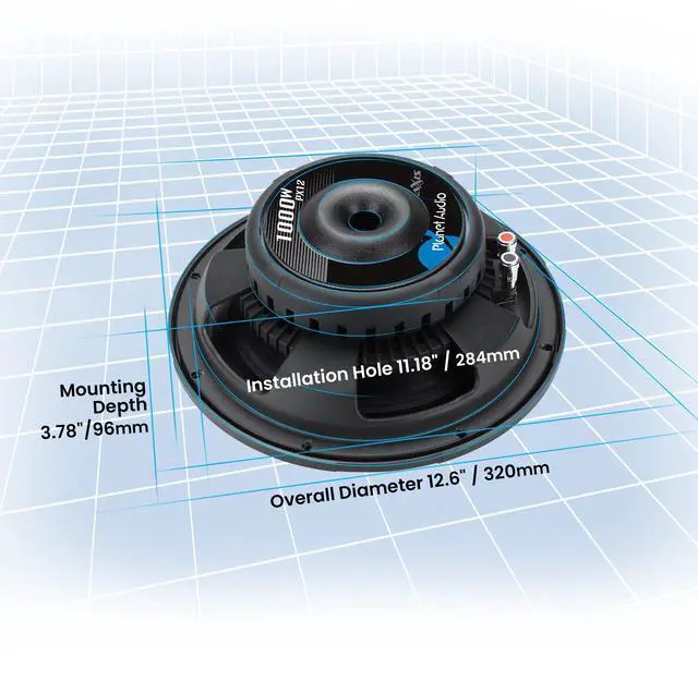 Alt view image 4 of 5 - Planet Audio PX12 Axis Series 12 Inch Car Subwoofer - 1000 Watts Max, Single 4 Ohm Voice Coil, Sold Individually, Hook Up to Amp