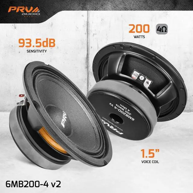 Alt view image 2 of 5 - PRV AUDIO 6.5 Midbass Speaker 6MB200-4 v2 4 Ohms - 200 Watts 93.5 dB 1.5" Voice Coil - 6 Inch Speaker for Car Audio with Outstanding Vocals and Punch for Small Custom Enclosures - Pro Audio (Single)