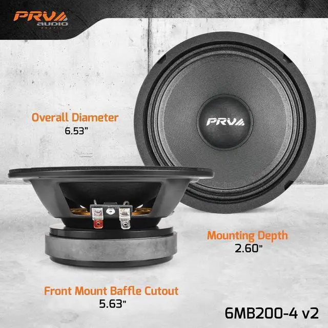Alt view image 4 of 5 - PRV AUDIO 6.5 Midbass Speaker 6MB200-4 v2 4 Ohms - 200 Watts 93.5 dB 1.5" Voice Coil - 6 Inch Speaker for Car Audio with Outstanding Vocals and Punch for Small Custom Enclosures - Pro Audio (Single)