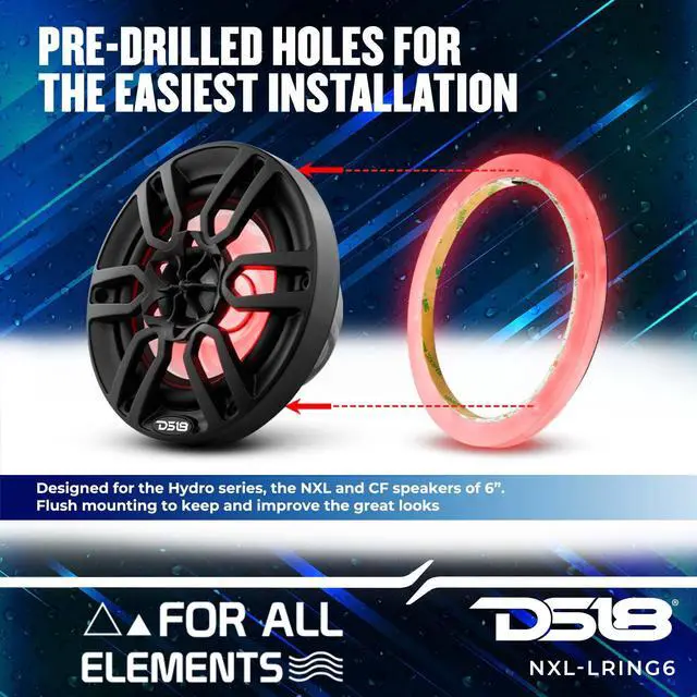 Alt view image 3 of 5 - DS18 NXL-LRING6 RGB LED Mounting Ring for Speakers 6.5" Waterproof - Works with RGB Module (LED-BTC) or Wire to One Color Without Module - Great for Car Audio, Marine Audio, Pro Audio and All Elements