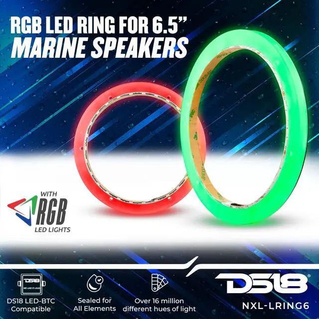 Alt view image 2 of 5 - DS18 NXL-LRING6 RGB LED Mounting Ring for Speakers 6.5" Waterproof - Works with RGB Module (LED-BTC) or Wire to One Color Without Module - Great for Car Audio, Marine Audio, Pro Audio and All Elements