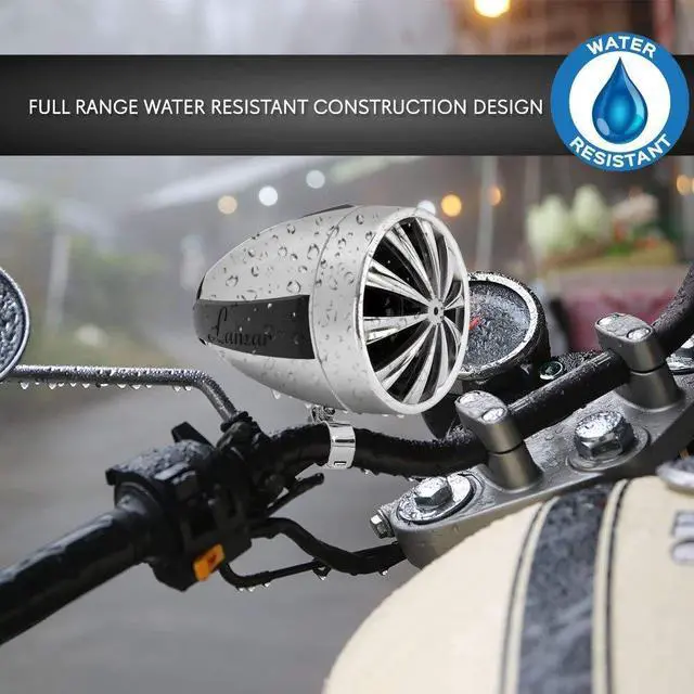 Alt view image 4 of 4 - Lanzar Motorcycle Waterproof Speaker Amplifier System Set of 3 Inch 700W Weatherproof Speakers, AUX in - Handlebar Mount Mini Stereo - for ATV,Motorbike OPTIMC90 Black, 16.00in. x 10.00in. x 5.00in.