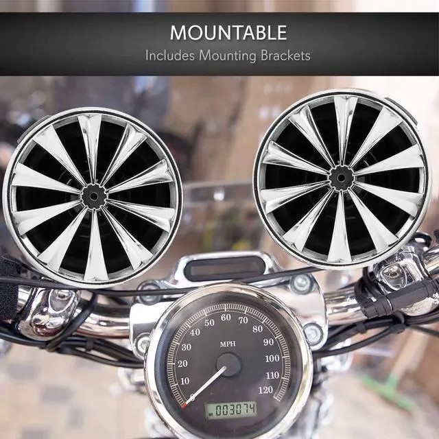 Alt view image 3 of 4 - Lanzar Motorcycle Waterproof Speaker Amplifier System Set of 3 Inch 700W Weatherproof Speakers, AUX in - Handlebar Mount Mini Stereo - for ATV,Motorbike OPTIMC90 Black, 16.00in. x 10.00in. x 5.00in.