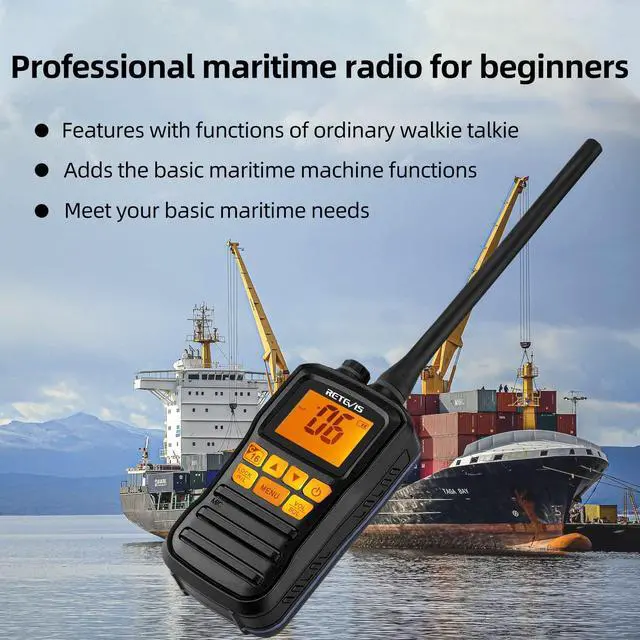 Alt view image 4 of 5 - Retevis RM01 Handheld Marine Radio, Floating IP67 Waterproof, Portable Marine Two-Way Radios, NOAA Weather, International Channels, Vibration Drainage, Backlit, Boat Radio for Kayak Fishing(1 Pack)