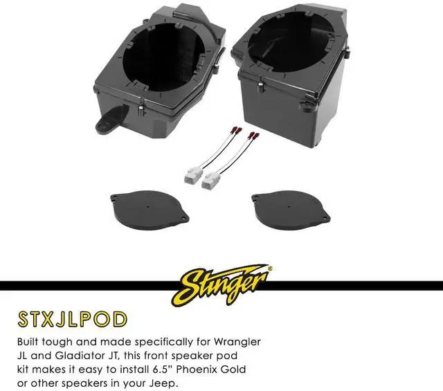 Alt view image 2 of 5 - STINGER Jeep Wrangler JL (2018-23) Jeep Gladiator JT (2020-23) Front 6.5" Speaker Pod Adapters with Tweeter Adapters, Set of Two (Front Speakers)