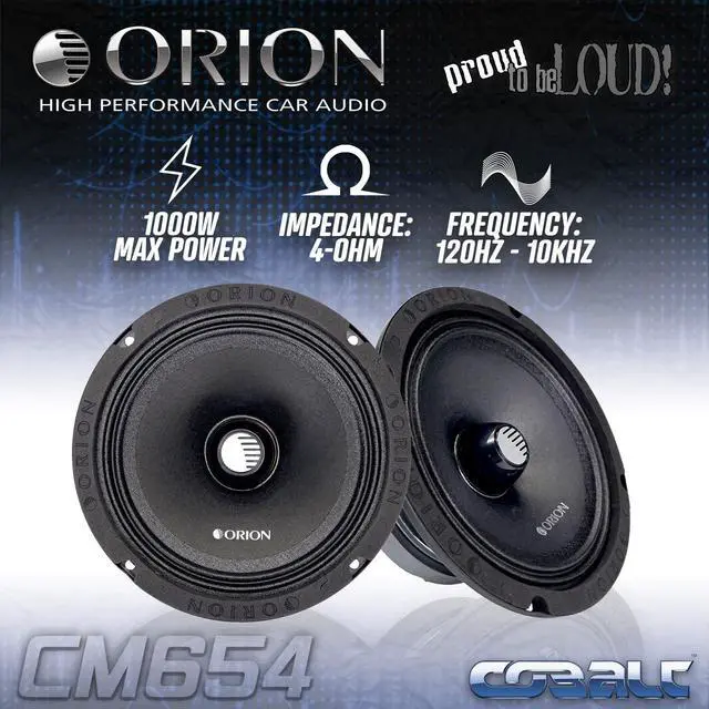 Alt view image 3 of 5 - ORION Cobalt CM654 High Efficiency 6.5" Mid-Range Bullet Loudspeakers, 1000W Max Power, 250W RMS, 4 Ohm, 1.5" Voice Coil - Pro Car Audio Stereo, Midrange Speakers (Pair)