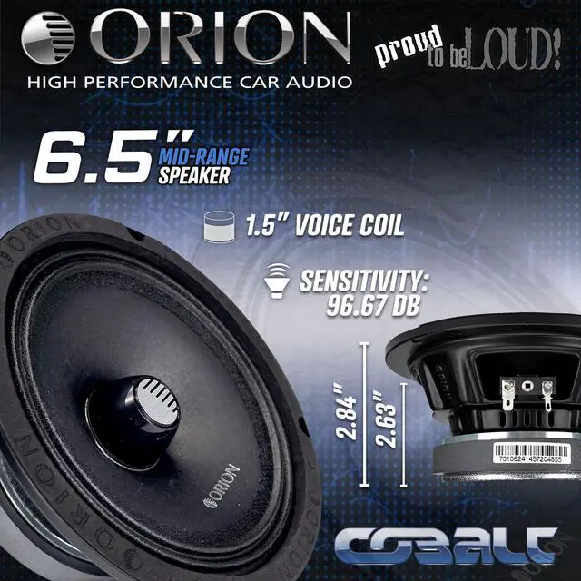 Alt view image 2 of 5 - ORION Cobalt CM654 High Efficiency 6.5" Mid-Range Bullet Loudspeakers, 1000W Max Power, 250W RMS, 4 Ohm, 1.5" Voice Coil - Pro Car Audio Stereo, Midrange Speakers (Pair)
