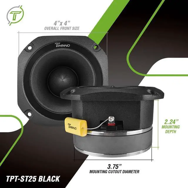 Alt view image 4 of 5 - Timpano Super Tweeter 4 Inch TPT-ST25 Black, 8 Ohm, 900 Watts Max, 107 dB, 1.5 in Voice Coil, HIgh Sensitivity, Slim Profile Bullet Tweeters Speakers for Pro Audio (Pair)