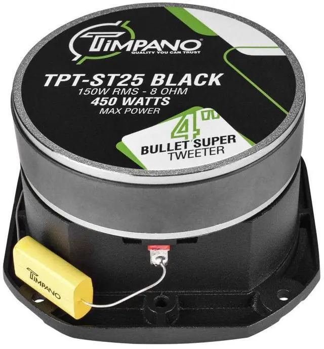 Alt view image 5 of 5 - Timpano Super Tweeter 4 Inch TPT-ST25 Black, 8 Ohm, 900 Watts Max, 107 dB, 1.5 in Voice Coil, HIgh Sensitivity, Slim Profile Bullet Tweeters Speakers for Pro Audio (Pair)