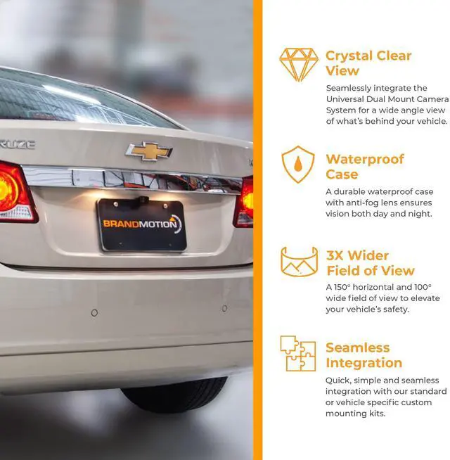 Alt view image 3 of 4 - Brandmotion Universal Dual Mount CMOS Camera 9002-7601 | Seamless Backup Camera Integration Connects to Vehicle Monitor | Heavy-Duty Reverse Rear View Camera | Mounting Options | Sharp Image