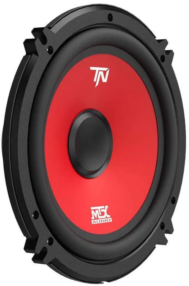 Alt view image 3 of 5 - MTX Terminator Series 6.5 Inch Woofer Cone Component 2-Way Speaker Pair with 45 Watt RMS, Black/Red
