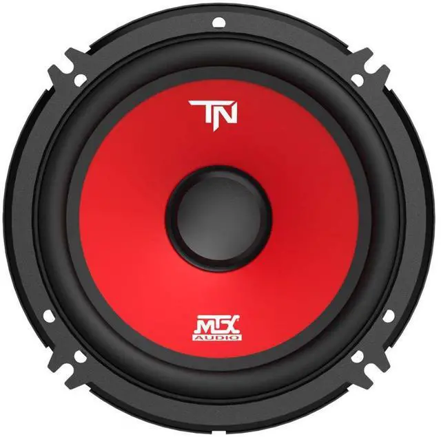 Alt view image 4 of 5 - MTX Terminator Series 6.5 Inch Woofer Cone Component 2-Way Speaker Pair with 45 Watt RMS, Black/Red