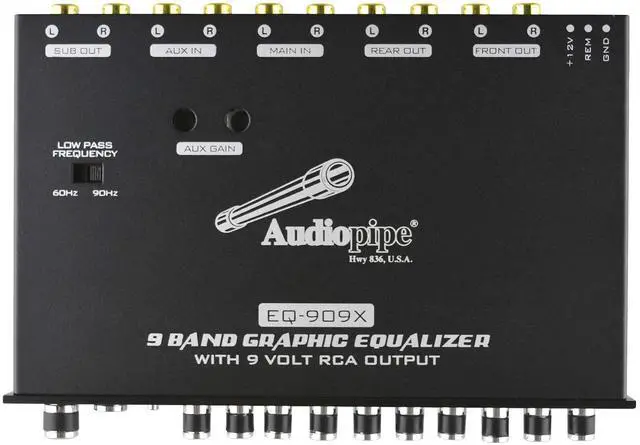 Alt view image 2 of 5 - Audiopipe 9 Band Graphic Equalizer with 9 V LINE Driver (EQ-909X)