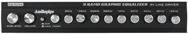 Alt view image 3 of 5 - Audiopipe 9 Band Graphic Equalizer with 9 V LINE Driver (EQ-909X)