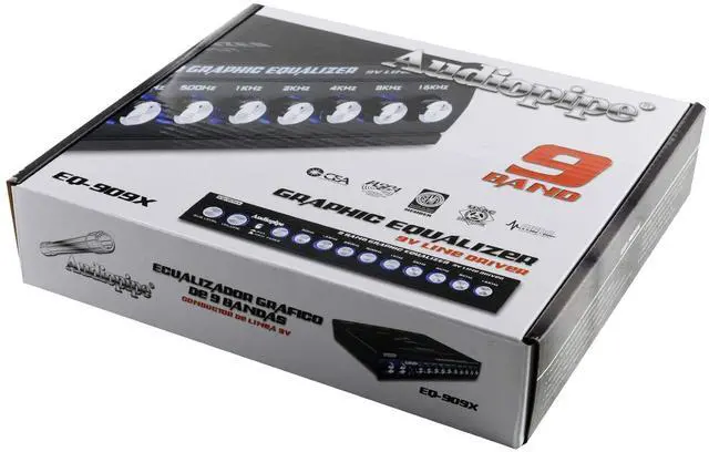 Alt view image 5 of 5 - Audiopipe 9 Band Graphic Equalizer with 9 V LINE Driver (EQ-909X)