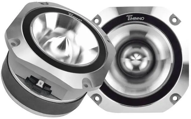 Main image of Timpano Super Tweeter 4 Inch TPT-ST25 Chrome, 8 Ohm, 900 Watts Max, 107 dB, 1.5 in Voice Coil, HIgh Sensitivity, Slim Profile Bullet Tweeters Speakers for Pro Audio (Pair)