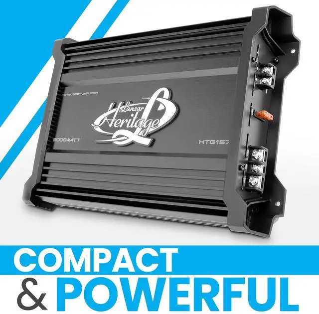 Alt view image 4 of 5 - Lanzar 1 Channel Car Audio Amplifier, 3000 Watt, Monoblock, 2 Ohm, MOSFET, Nickel Plated RCA Input, Bass Boost Circuit, Electronic Crossover Network, Power Protection LEDs - HTG157