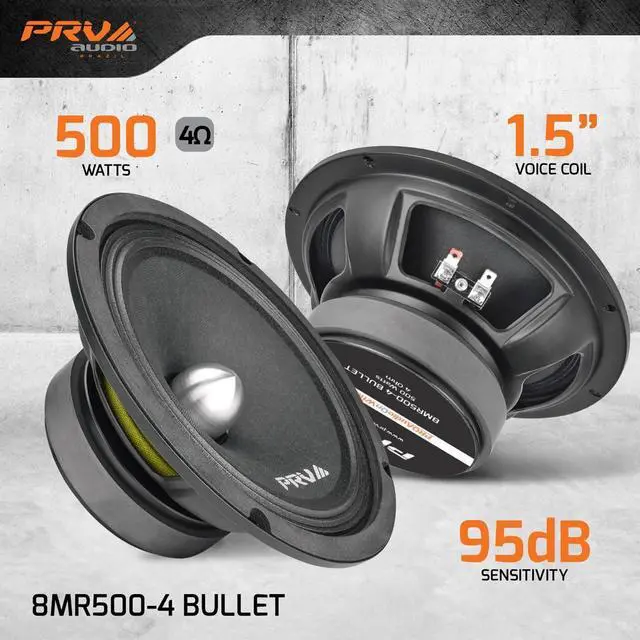 Alt view image 2 of 5 - PRV AUDIO 8 Inch Midrange Speaker 8MR500-4 Bullet, 500 Watts Program Power, 4 Ohm, 1.5 in Voice Coil Bullet Speakers for Car Audio Door Louspeaker (Single)