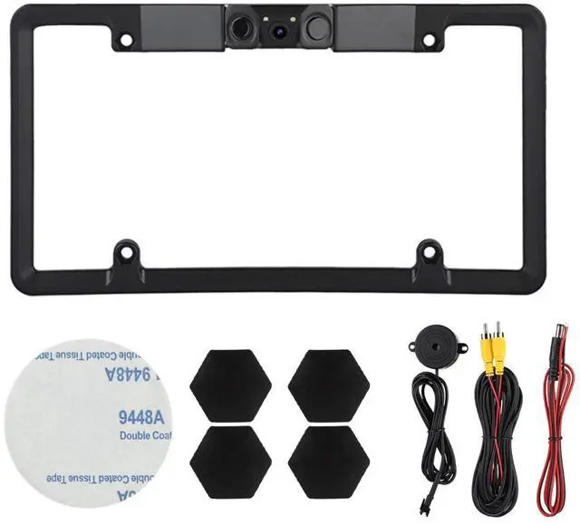 Main image of Parking View Camera,3 in 1 Car License Plate Frame Parking Sensor Rearview Reverse Backup Camera with 2LED