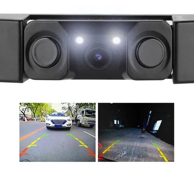 Alt view image 3 of 5 - Parking View Camera,3 in 1 Car License Plate Frame Parking Sensor Rearview Reverse Backup Camera with 2LED