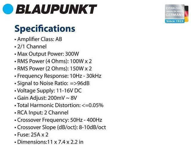 Alt view image 2 of 4 - Blaupunkt AMP2002 2000watts 2-Channel, Full-Range Amplifier Car SUV and More