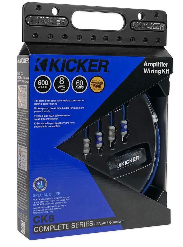 Alt view image 3 of 3 - KICKER 46CK8 8 AWG Complete Amplifier Installation Wire Kit