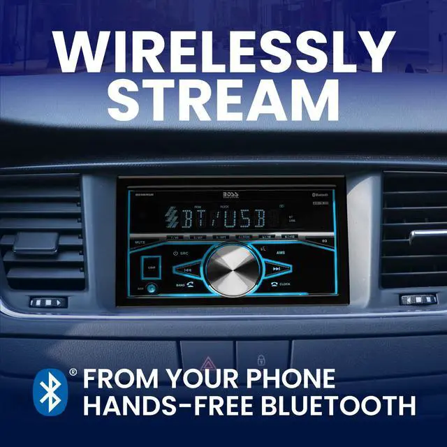 Alt view image 2 of 5 - BOSS Audio Systems 820BRGB Car Stereo - Double Din, Bluetooth, No CD DVD Player, AM/FM Radio Receiver, Multi Color Illumination, Wireless Remote Control, Aux in, USB