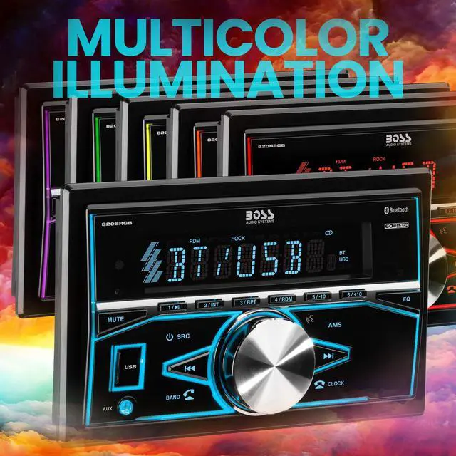 Alt view image 4 of 5 - BOSS Audio Systems 820BRGB Car Stereo - Double Din, Bluetooth, No CD DVD Player, AM/FM Radio Receiver, Multi Color Illumination, Wireless Remote Control, Aux in, USB