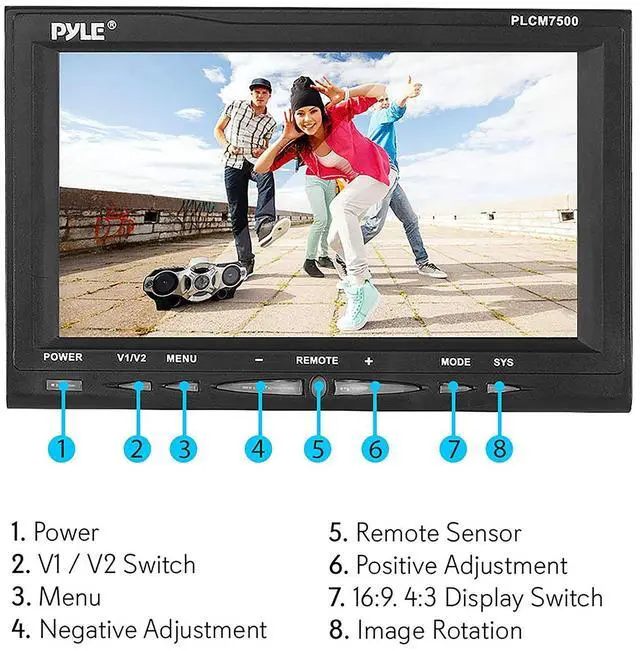 Alt view image 4 of 5 - Pyle Rear View Backup Car Camera - Screen Monitor System w/ Parking and Reverse Assist Safety Distance Scale Lines, Waterproof & Night Vision, 7" LCD video Color Display for Vehicles - Pyle PLCM7500