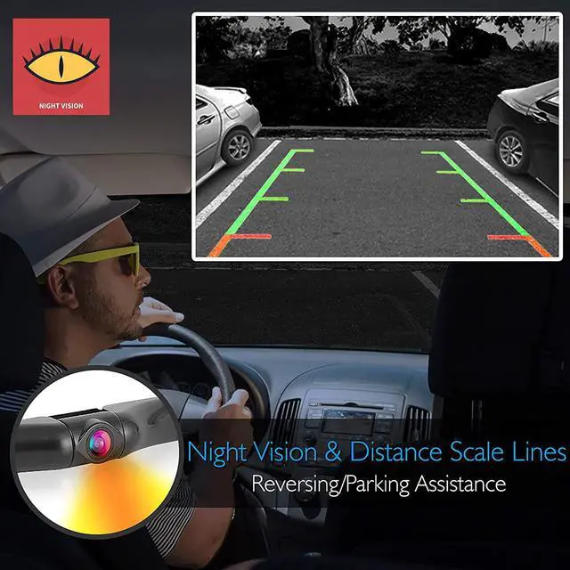 Alt view image 5 of 5 - Pyle Rear View Backup Car Camera - Screen Monitor System w/ Parking and Reverse Assist Safety Distance Scale Lines, Waterproof & Night Vision, 7" LCD video Color Display for Vehicles - Pyle PLCM7500