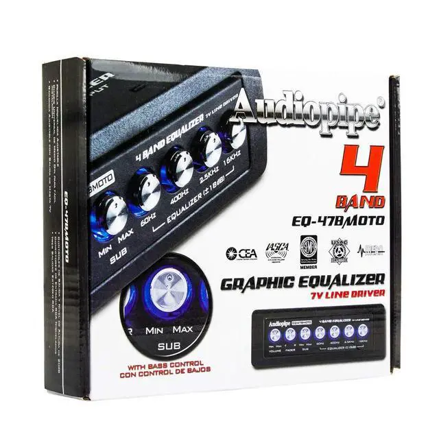 Alt view image 3 of 3 - Audiopipe EQ47BMOTO 4 Band 7v Graphic Equalizer
