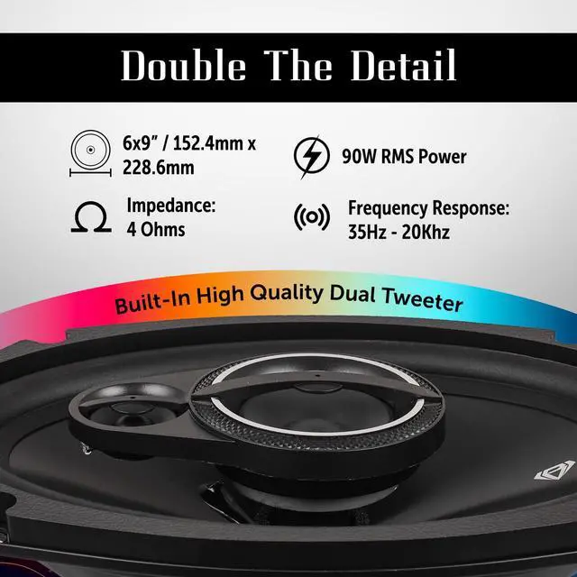 Alt view image 3 of 5 - BLACK DIAMOND DIA-69.3 6 x 9 Coaxial Car Speakers 3 -Way 270 Watts 4-Ohm Car Audio Stereo System 6x9 Speakers - Removable Grill Included (Sold in Pairs)