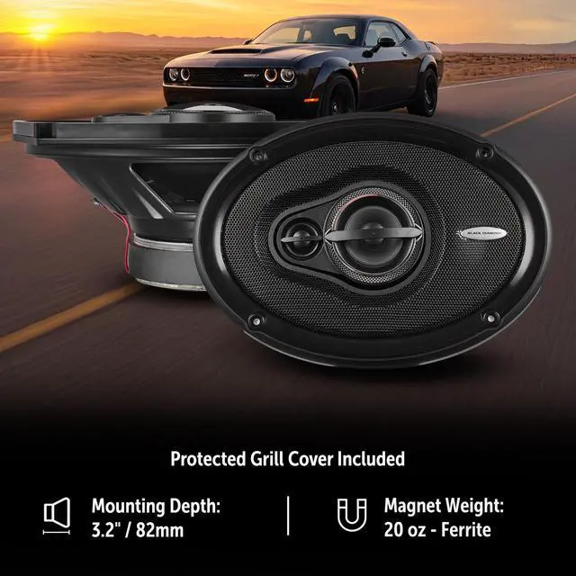 Alt view image 4 of 5 - BLACK DIAMOND DIA-69.3 6 x 9 Coaxial Car Speakers 3 -Way 270 Watts 4-Ohm Car Audio Stereo System 6x9 Speakers - Removable Grill Included (Sold in Pairs)