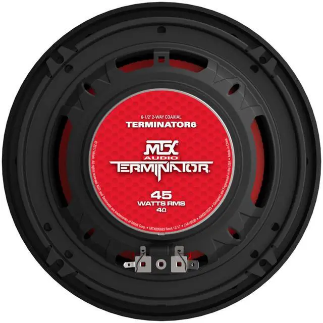 Alt view image 4 of 4 - MTX Terminator6 45 Watt RMS 2 Way Polypropylene Coaxial Car Speakers