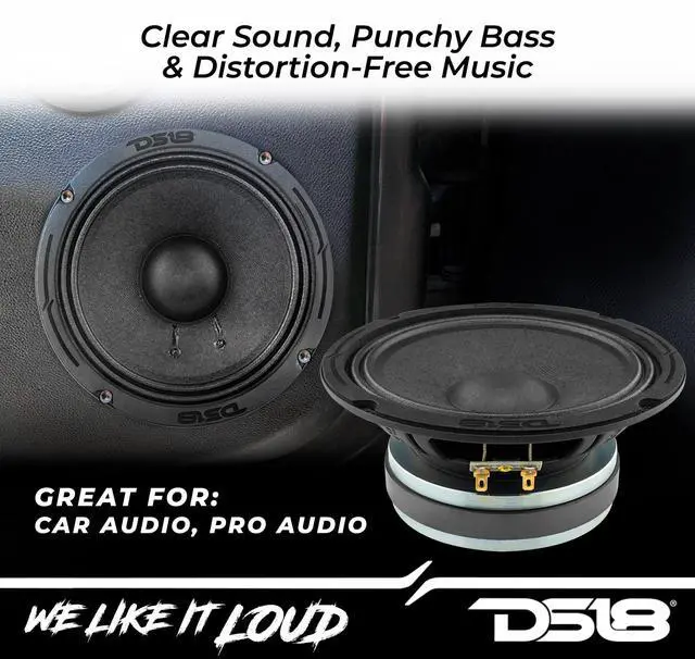 Alt view image 3 of 5 - DS18 6PRO300MB-4 PRO 6.5" Mid-Bass Loudspeaker 300 Watts Max Power 150 Watts RMS 4-Ohm - Powerful Midbass Speaker for Pro Car Audio Sound System - 1 Speaker