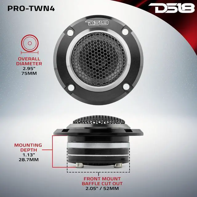 Alt view image 3 of 5 - DS18 PRO-TWN4 High Compression Neodymium Super Bullet Tweeter 1" VC, 280 Max, 140W RMS, 4 Ohms with Built in Crossover Tweeters are The Best in The Pro Audio and Voceteo Market (1 Speaker)