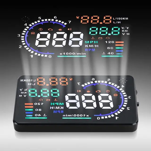 Alt view image 3 of 5 - Car Headup Display, 5.5'' Large Screen OBD II Car HUD Display Auto Windshied Reflective Screen Speed Display Multi Color Windshield Screen Projector for Cars, Plug & Play, Overspeed Warning
