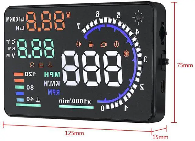 Alt view image 4 of 5 - Car Headup Display, 5.5'' Large Screen OBD II Car HUD Display Auto Windshied Reflective Screen Speed Display Multi Color Windshield Screen Projector for Cars, Plug & Play, Overspeed Warning