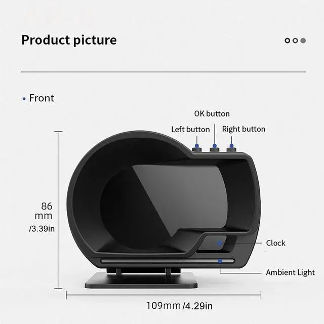Alt view image 2 of 5 - , Qiilu Car OBD2+GPS Smart Gauge Car HUD Speedometer Turbo RPM Alarm for Car Truck