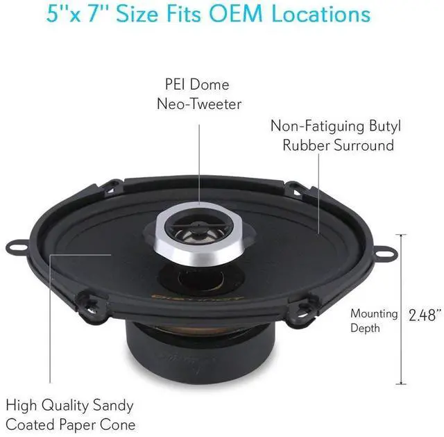 Alt view image 4 of 5 - Lanzar 2-Way Universal Car Stereo Speakers - 200W 5 x 7 / 6 x 8 Universal OEM Quick Replacement Component Speakers Vehicle Door/Side Panel Mount Compatible, Pro Audio Car Speakers DCT5.72 (Pair)