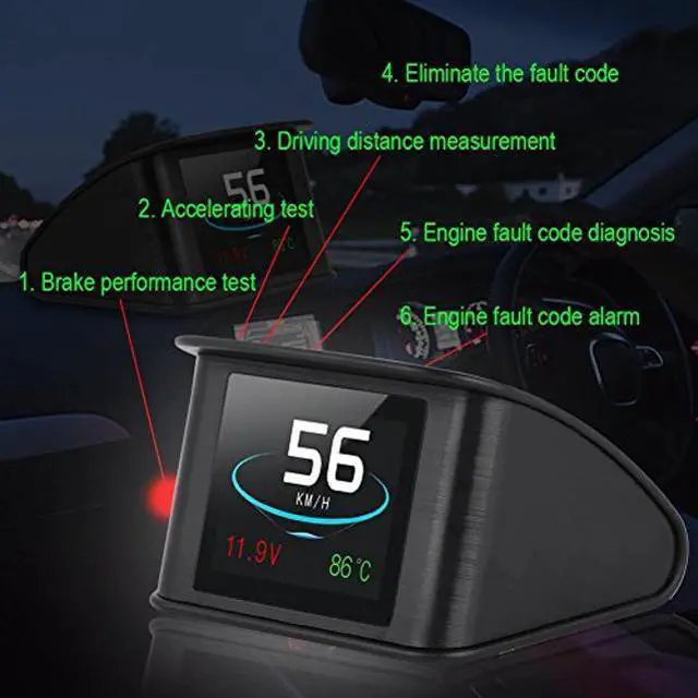 Alt view image 4 of 5 - Heads Up Display, P10 Universal Car HUD OBD2 Speed Warning RPM Fuel Consumption Projector