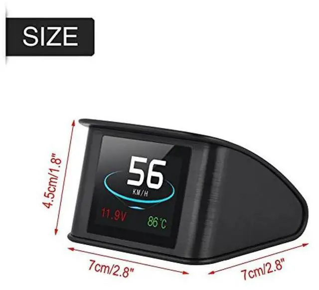 Alt view image 5 of 5 - Heads Up Display, P10 Universal Car HUD OBD2 Speed Warning RPM Fuel Consumption Projector