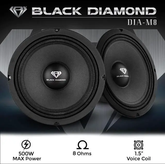 Alt view image 2 of 5 - BLACK DIAMOND Dia-M8 8" Mid-Range Loudspeaker with Bullet 500 Watts 8-Ohm (1 Speaker)