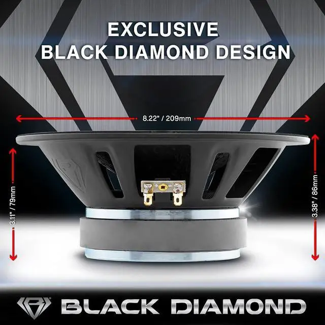 Alt view image 4 of 5 - BLACK DIAMOND Dia-M8 8" Mid-Range Loudspeaker with Bullet 500 Watts 8-Ohm (1 Speaker)