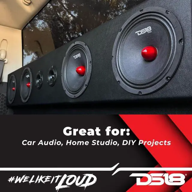 Alt view image 4 of 5 - DS18 PRO-GM8.4B Loudspeaker - 8", Midrange, Red Aluminum Bullet, 580W Max, 4 Ohms,1.5" Kapton VC Premium Quality Audio Door Speakers for Car or Truck Stereo Sound System (1 Speaker)