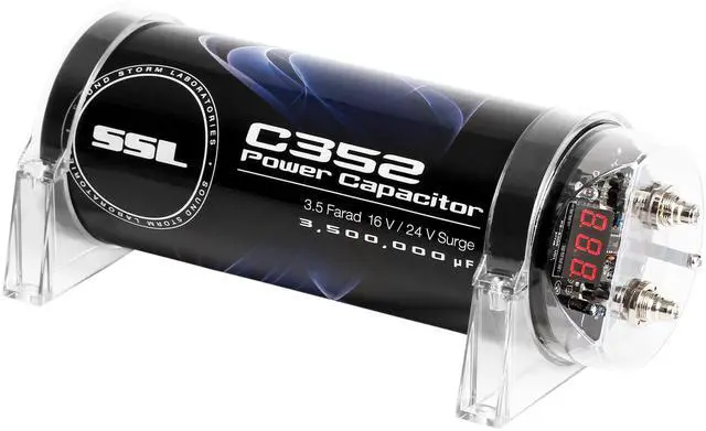 Alt view image 4 of 5 - Sound Storm Laboratories C352 Car Audio Capacitor  3.5 Farad, Energy Storage, Enhance Bass from Stereo, for Amplifier and Subwoofer, Warning Tones, LED Voltage Meter