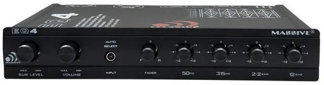 Alt view image 3 of 5 - Massive Audio EQ4 Car Equalizer with 4 Band Graphic Equalizer - AUX inputs - 8V Line Driver - 12dB Crossover