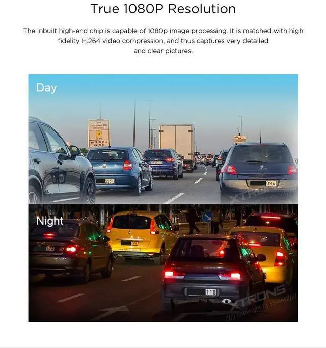 Alt view image 3 of 5 - XTRONS Full HD 1080P Car DVR Road Video Recorder Dash Camera Car Driving Recorder with 140° Wide Angle, Loop Recording