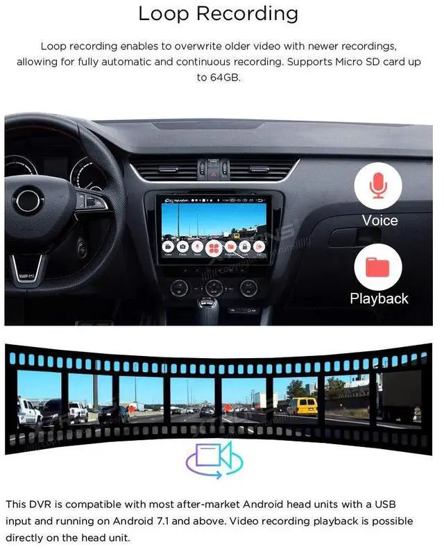 Alt view image 5 of 5 - XTRONS Full HD 1080P Car DVR Road Video Recorder Dash Camera Car Driving Recorder with 140° Wide Angle, Loop Recording